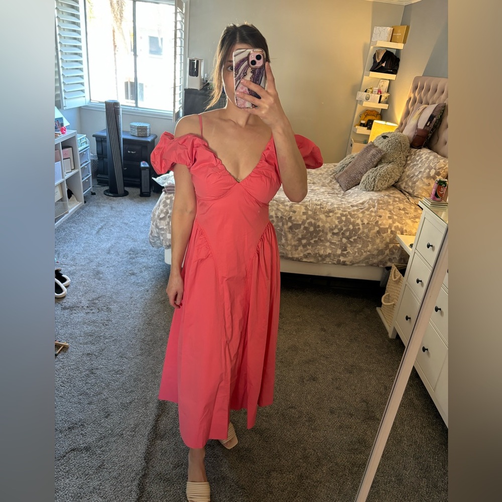 NWT - ENGLISH FACTORY CORAL PUFF SLEEVE DRESS